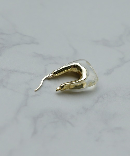 VitaFelice（ヴィータフェリーチェ）の「マーブルフープピアス（ピアス（両耳用）・レディース・グリーン/ベージュ/ブラウン/クリア/グレー・FREE）」の15枚目の写真