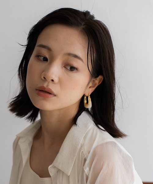 VitaFelice（ヴィータフェリーチェ）の「マーブルフープピアス（ピアス（両耳用）・レディース・グリーン/ベージュ/ブラウン/クリア/グレー・FREE）」の18枚目の写真