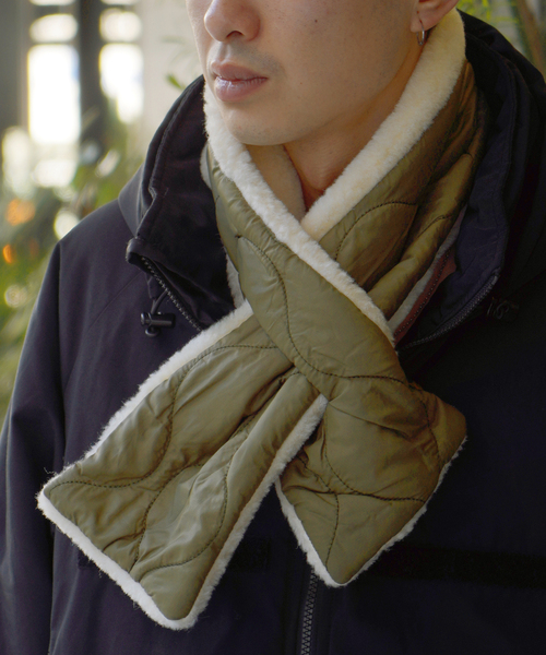 SUBLIME（サブライム）の「【SUBLiME / サブライム】QUILT BOA R/MUFFLAR（マフラー・メンズ・ブラック/カーキ・FREE）」の2枚目の写真