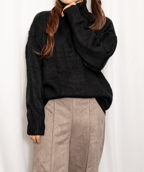 tolene(トレネ)の「オーバーサイズ ざっくりタートルネック ニット(ニット/セーター・レディース・ブラウン/カーキ/グリーン/ブルー/ブラック・L/XL/XXL/M)」の1枚目の写真