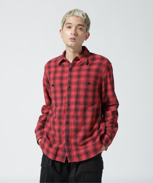 マインデニム長袖チェックシャツ即発送 Distortion Ombre Check Flannel Over SH | MINEDENIM(マイン