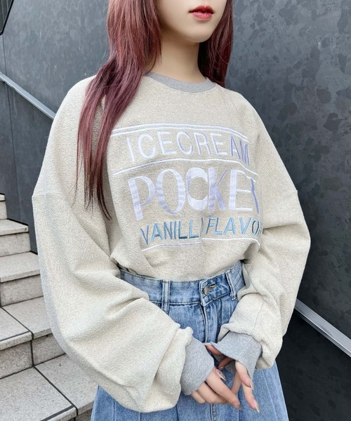 Figments（フィグメンツ）の「ICECREAMスウェット（スウェット・レディース・グレー/サックスブルー/ブラック・FREE）」の2枚目の写真