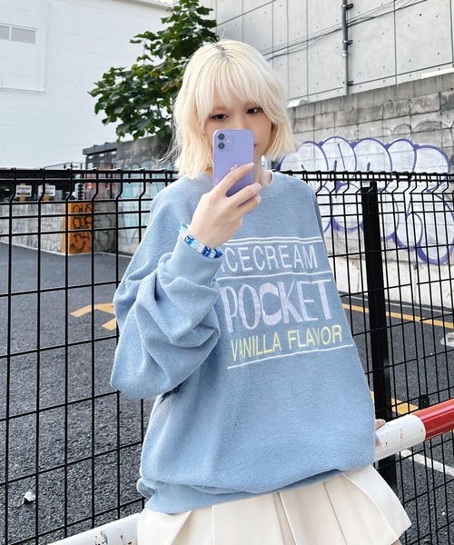 Figments（フィグメンツ）の「ICECREAMスウェット（スウェット・レディース・グレー/サックスブルー/ブラック・FREE）」の7枚目の写真
