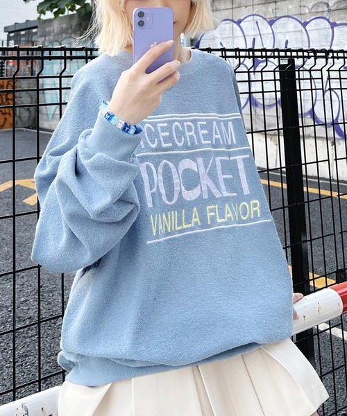 Figments（フィグメンツ）の「ICECREAMスウェット（スウェット・レディース・グレー/サックスブルー/ブラック・FREE）」の4枚目の写真