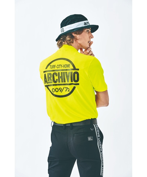 archivio（アルチビオ）の「<MENS>アルチビオゴルフウェア ハイネックプル 2023年春夏（Tシャツ/カットソー・メンズ・ホワイト×グレー/イエロー/ネイビー・LL/L/M）」の4枚目の写真