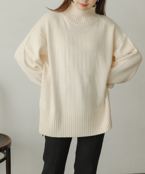 SENSE OF PLACE by URBAN RESEARCH（センスオブプレイスバイアーバンリサーチ）の「タートルネックルーズセーター（ニット/セーター・レディース・ブラック/アイボリー/ブルー・ONE）」の2枚目の写真