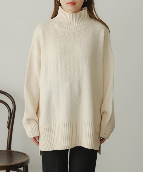 SENSE OF PLACE by URBAN RESEARCH（センスオブプレイスバイアーバンリサーチ）の「タートルネックルーズセーター（ニット/セーター・レディース・ブラック/アイボリー/ブルー・ONE）」の5枚目の写真