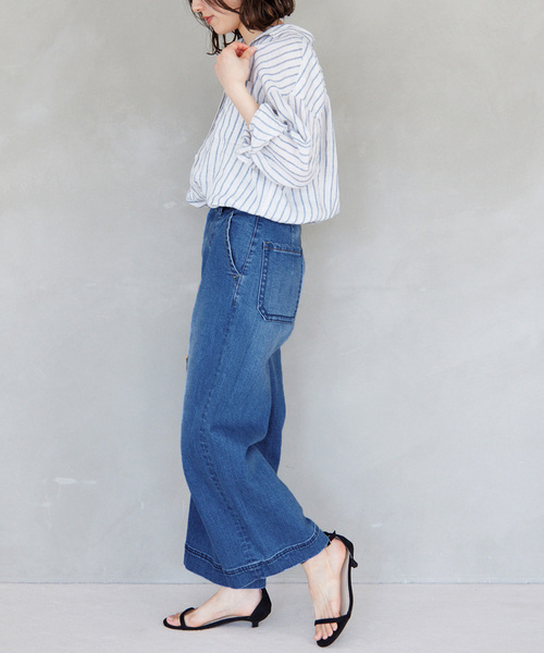 JOURNAL STANDARD relume(ジャーナルスタンダード レリューム)の「ワイドタックバギーパンツ(デニムパンツ・レディース・ブルー系その他/ネイビー・38/36)」の5枚目の写真