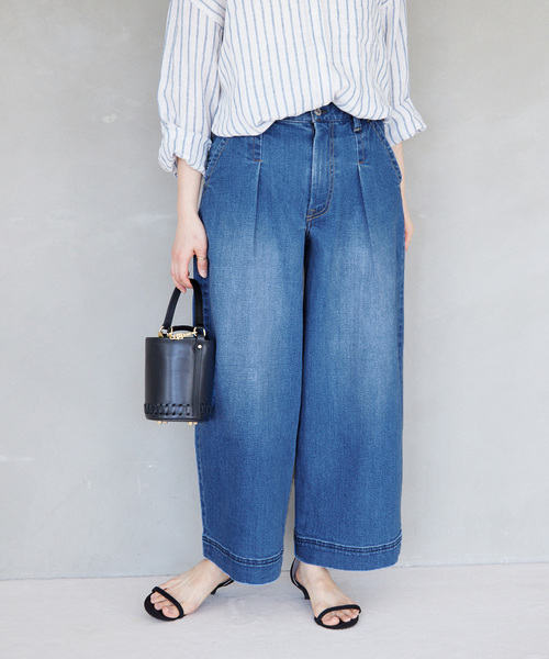 JOURNAL STANDARD relume(ジャーナルスタンダード レリューム)の「ワイドタックバギーパンツ(デニムパンツ・レディース・ブルー系その他/ネイビー・38/36)」の7枚目の写真