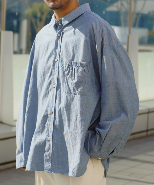 refomed / リフォメッド】WRIST PATCH WIDE SHIRT CHAMBRAY（シャツ