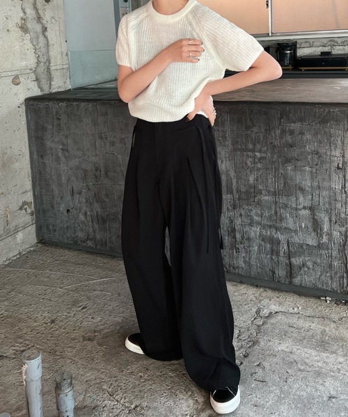shesame（シーセム）の「2タックドローコードデザインパンツ（その他パンツ・レディース・アイボリー/ブラック/ブルー・MEDIUM/LARGE）」の7枚目の写真