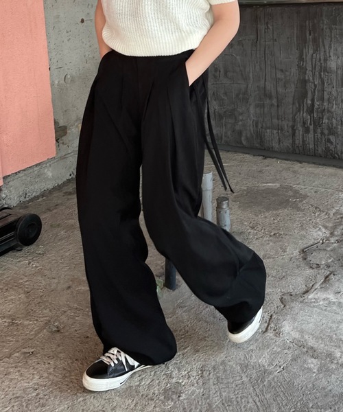 shesame（シーセム）の「2タックドローコードデザインパンツ（その他パンツ・レディース・アイボリー/ブラック/ブルー・MEDIUM/LARGE）」の18枚目の写真