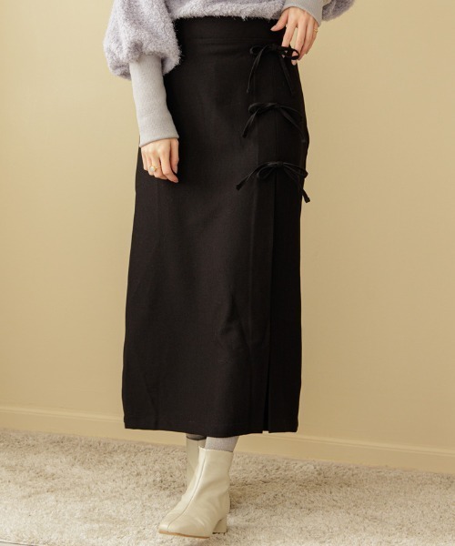 flower（フラワー）の「プチリボンスカート（スカート・レディース・ブラック/イエロー・FREE）」の2枚目の写真