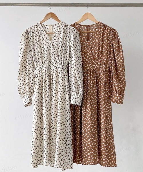 Dalfwin（ダールフィン）の「カシュクール花柄ミモレ丈ワンピース（ワンピース・レディース・ブラウン/アイボリー・FREE）」の21枚目の写真