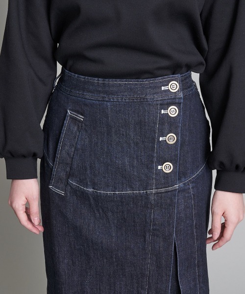 A de a.v.v（アードアー・ヴェ・ヴェ）の「レイヤードナローデニムスカート（デニムスカート・レディース・ネイビー/ブルー・38/36）」の15枚目の写真