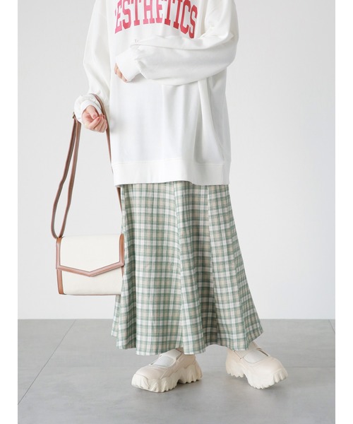 ehka sopo（エヘカソポ）の「チェック柄マーメイドスカート(セットアップ可)（スカート・レディース・グレー/グリーン/チャコール・ﾌﾘ-）」の5枚目の写真