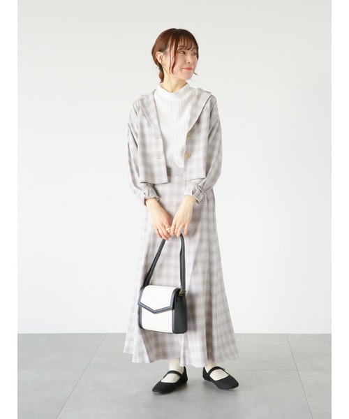 ehka sopo（エヘカソポ）の「チェック柄マーメイドスカート(セットアップ可)（スカート・レディース・グレー/グリーン/チャコール・ﾌﾘ-）」の6枚目の写真