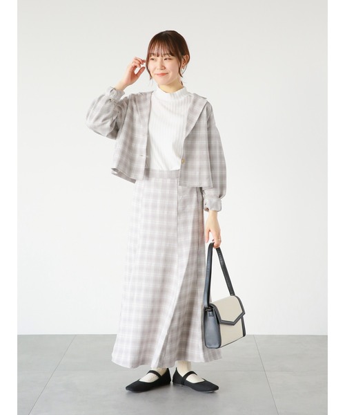 ehka sopo（エヘカソポ）の「チェック柄マーメイドスカート(セットアップ可)（スカート・レディース・グレー/グリーン/チャコール・ﾌﾘ-）」の8枚目の写真