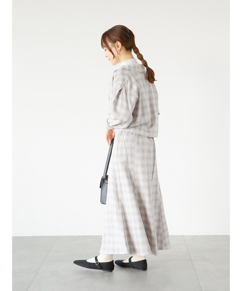 ehka sopo（エヘカソポ）の「チェック柄マーメイドスカート(セットアップ可)（スカート・レディース・グレー/グリーン/チャコール・ﾌﾘ-）」の9枚目の写真