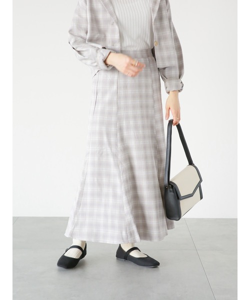 ehka sopo（エヘカソポ）の「チェック柄マーメイドスカート(セットアップ可)（スカート・レディース・グレー/グリーン/チャコール・ﾌﾘ-）」の13枚目の写真