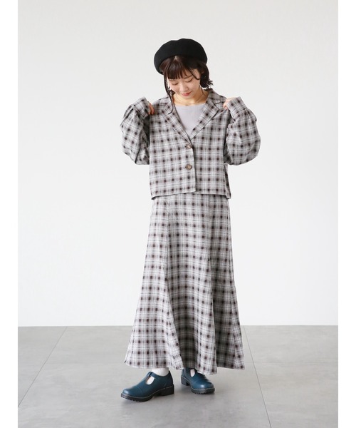 ehka sopo（エヘカソポ）の「チェック柄マーメイドスカート(セットアップ可)（スカート・レディース・グレー/グリーン/チャコール・ﾌﾘ-）」の17枚目の写真