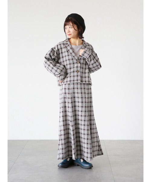 ehka sopo（エヘカソポ）の「チェック柄マーメイドスカート(セットアップ可)（スカート・レディース・グレー/グリーン/チャコール・ﾌﾘ-）」の18枚目の写真