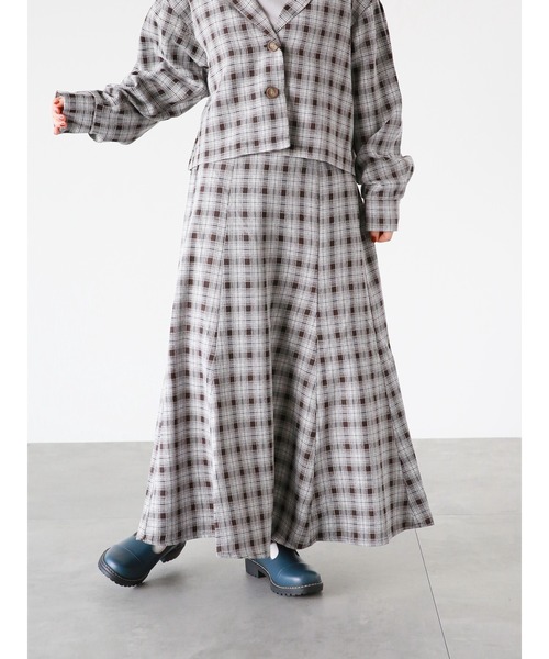 ehka sopo（エヘカソポ）の「チェック柄マーメイドスカート(セットアップ可)（スカート・レディース・グレー/グリーン/チャコール・ﾌﾘ-）」の21枚目の写真