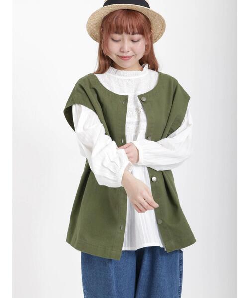 Samansa Mos2(サマンサ モスモス)の「前後着ツイルベスト(ベスト・レディース・カーキ・フリ-)」の10枚目の写真