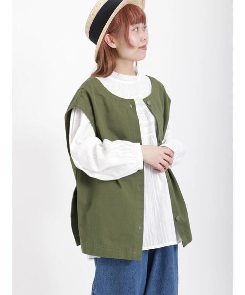 Samansa Mos2(サマンサ モスモス)の「前後着ツイルベスト(ベスト・レディース・カーキ・フリ-)」の11枚目の写真
