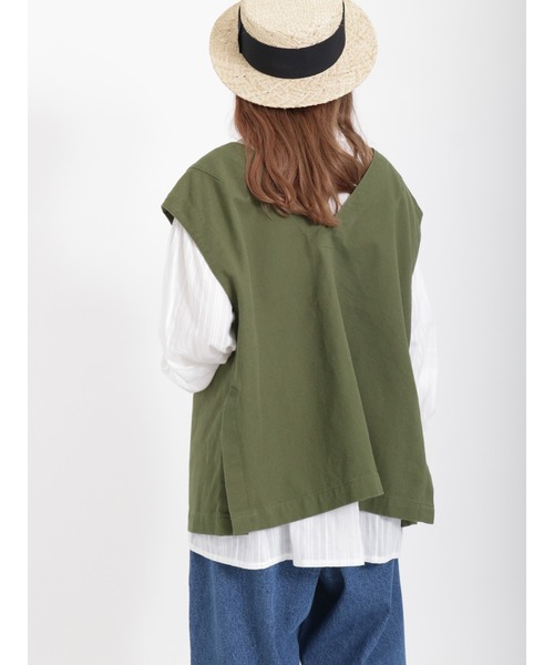 Samansa Mos2(サマンサ モスモス)の「前後着ツイルベスト(ベスト・レディース・カーキ・フリ-)」の4枚目の写真