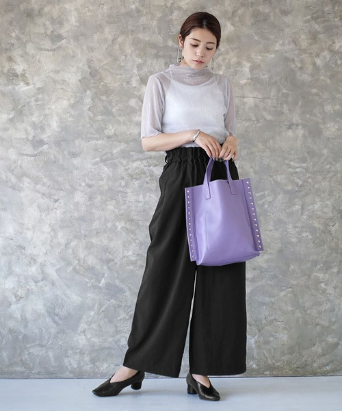 e-zakkamania stores（イーザッカマニアストアーズ）の「ウエストギャザー ワイドパンツ（その他パンツ・レディース・ブラック/ベージュ/カーキ・M）」の5枚目の写真