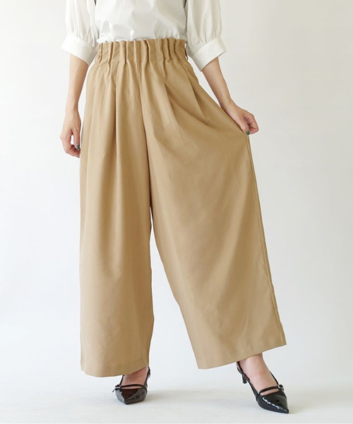 e-zakkamania stores（イーザッカマニアストアーズ）の「ウエストギャザー ワイドパンツ（その他パンツ・レディース・ブラック/ベージュ/カーキ・M）」の11枚目の写真
