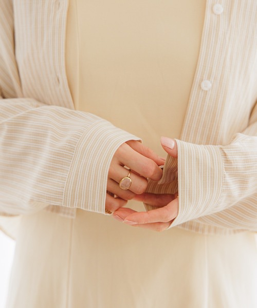 flower（フラワー）の「ストライプショートシャツ（シャツ/ブラウス・レディース・ベージュ/イエロー・FREE）」の9枚目の写真