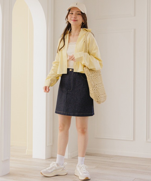 flower（フラワー）の「ストライプショートシャツ（シャツ/ブラウス・レディース・ベージュ/イエロー・FREE）」の20枚目の写真