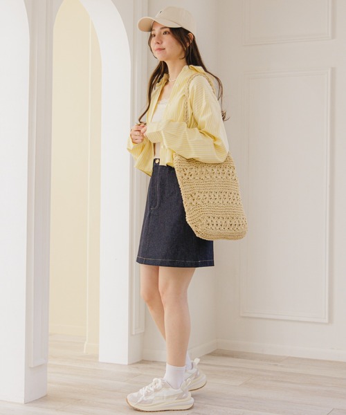 flower（フラワー）の「ストライプショートシャツ（シャツ/ブラウス・レディース・ベージュ/イエロー・FREE）」の21枚目の写真