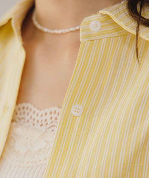 flower（フラワー）の「ストライプショートシャツ（シャツ/ブラウス・レディース・ベージュ/イエロー・FREE）」の18枚目の写真
