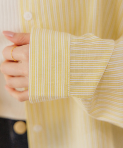flower（フラワー）の「ストライプショートシャツ（シャツ/ブラウス・レディース・ベージュ/イエロー・FREE）」の19枚目の写真