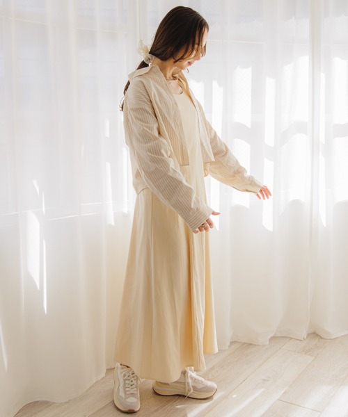 flower（フラワー）の「ストライプショートシャツ（シャツ/ブラウス・レディース・ベージュ/イエロー・FREE）」の12枚目の写真