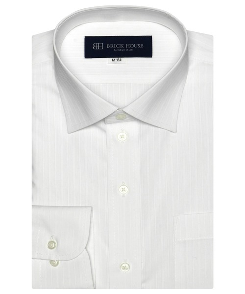 TOKYO SHIRTS(トウキョウシャツ)の「透け防止 形態安定ノーアイロン ワイド 長袖ビジネスワイシャツ(ビジネスシャツ・メンズ・ホワイト・首回り37cm-裄丈80cm/首回り37cm-裄丈84cm/首回り39cm-裄丈80cm/首回り39cm-裄丈84cm/首回り41cm-裄丈82cm/首回り41cm-裄丈86cm/首回り42cm-裄丈82cm/首回り42cm-裄丈86cm/首回り43cm-裄丈82cm/首回り43cm-裄丈86cm)」の1枚目の写真