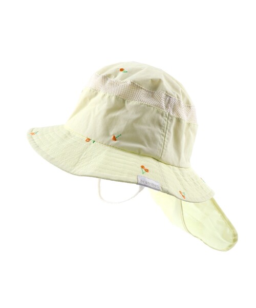 BRANSHES（ブランシェス）の「日よけ付きアウトドアハット【チェリー/レモン/恐竜/星】（ハット・キッズ・アイボリー/チャコールグレー/レモンイエロー/ベージュ・50cm/56cm/52cm/54cm）」の2枚目の写真