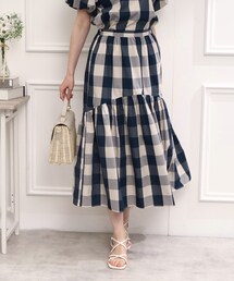couture brooch | ブロックチェックスカート(スカート)
