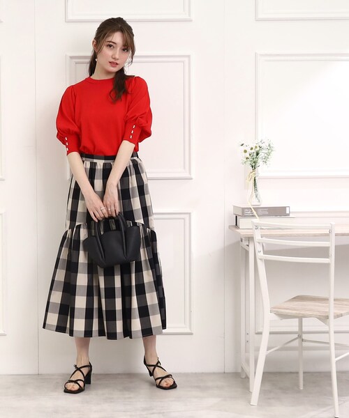 couture brooch（クチュールブローチ）の「◆【セットアップ可能/存在感抜群スカート】ブロックチェックスカート（スカート・レディース・ブラック系1/ネイビー系1・38/40/42）」の11枚目の写真
