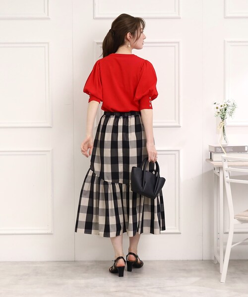 couture brooch（クチュールブローチ）の「◆【セットアップ可能/存在感抜群スカート】ブロックチェックスカート（スカート・レディース・ブラック系1/ネイビー系1・38/40/42）」の12枚目の写真