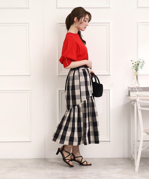 couture brooch（クチュールブローチ）の「◆【セットアップ可能/存在感抜群スカート】ブロックチェックスカート（スカート・レディース・ブラック系1/ネイビー系1・38/40/42）」の13枚目の写真