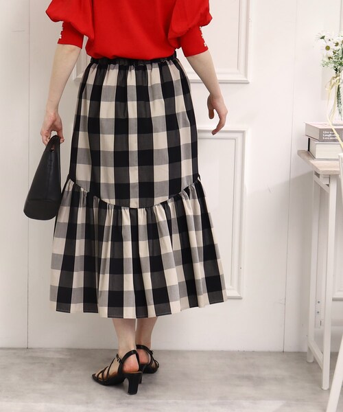 couture brooch（クチュールブローチ）の「◆【セットアップ可能/存在感抜群スカート】ブロックチェックスカート（スカート・レディース・ブラック系1/ネイビー系1・38/40/42）」の15枚目の写真