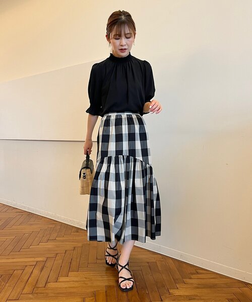 couture brooch（クチュールブローチ）の「◆【セットアップ可能/存在感抜群スカート】ブロックチェックスカート（スカート・レディース・ブラック系1/ネイビー系1・38/40/42）」の17枚目の写真