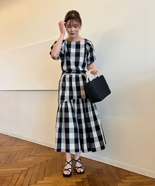 couture brooch（クチュールブローチ）の「◆【セットアップ可能/存在感抜群スカート】ブロックチェックスカート（スカート・レディース・ブラック系1/ネイビー系1・38/40/42）」の22枚目の写真