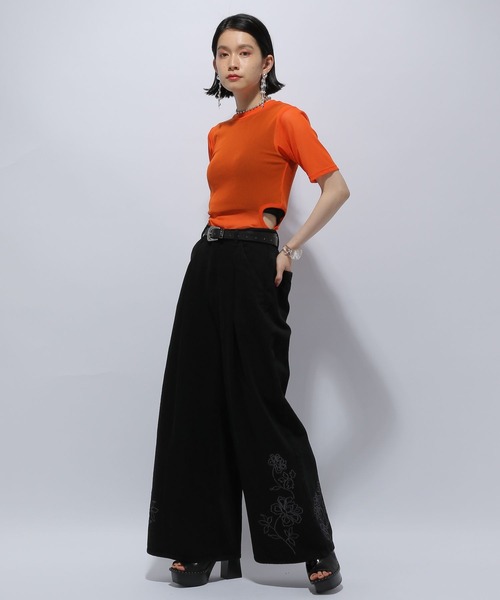 HARE(ハレ)の「シアーカットアウトT(HARE)(Tシャツ/カットソー・レディース・ブルー/ブラック/オレンジ・FREE)」の5枚目の写真