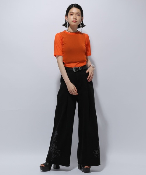 HARE(ハレ)の「シアーカットアウトT(HARE)(Tシャツ/カットソー・レディース・ブルー/ブラック/オレンジ・FREE)」の6枚目の写真