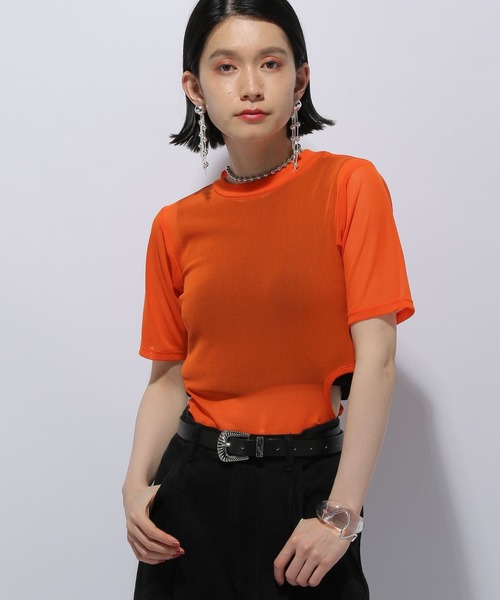 HARE(ハレ)の「シアーカットアウトT(HARE)(Tシャツ/カットソー・レディース・ブルー/ブラック/オレンジ・FREE)」の9枚目の写真